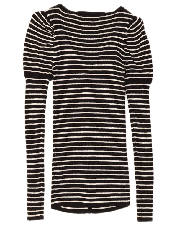 Pulover cardigan pentru femei Zara UK 8 mic bumbac cu dungi negre