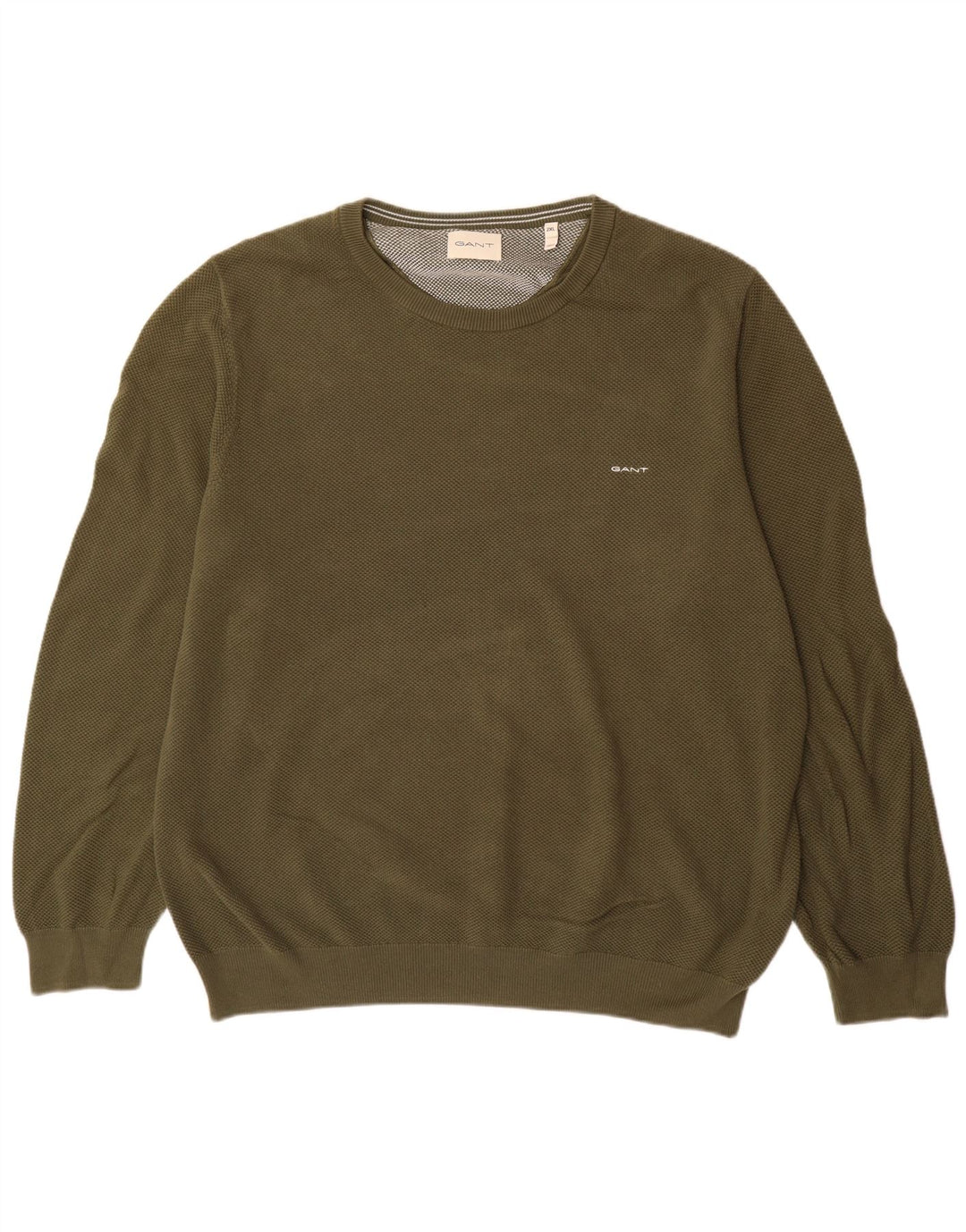Pulover Gant pentru bărbați, cu gât crew, bumbac kaki 2XL