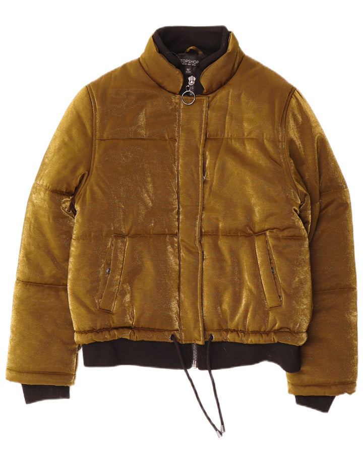 Jachetă Bomber Topshop pentru femei din velur UK 12 Medium Gold Poliester
