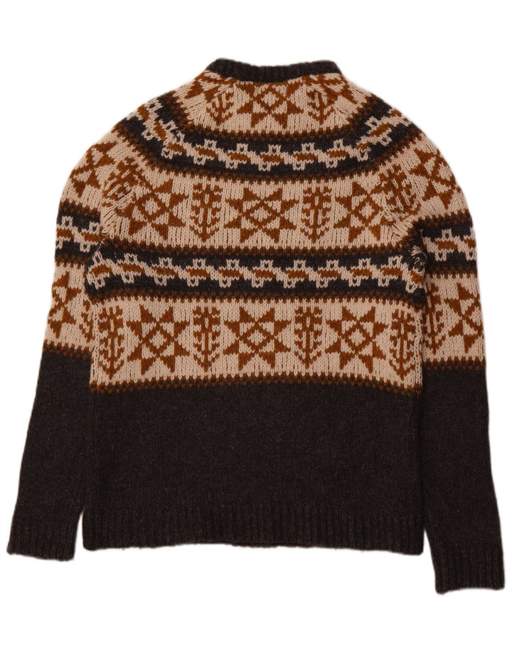Pulover pentru bărbați Zara, cu gât turnut, gri mediu, acrilic Fair Isle