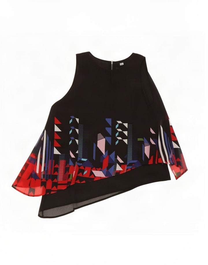 Bluză asimetrică pentru femei Desigual UK 14 Poliester geometric geometric mare, negru