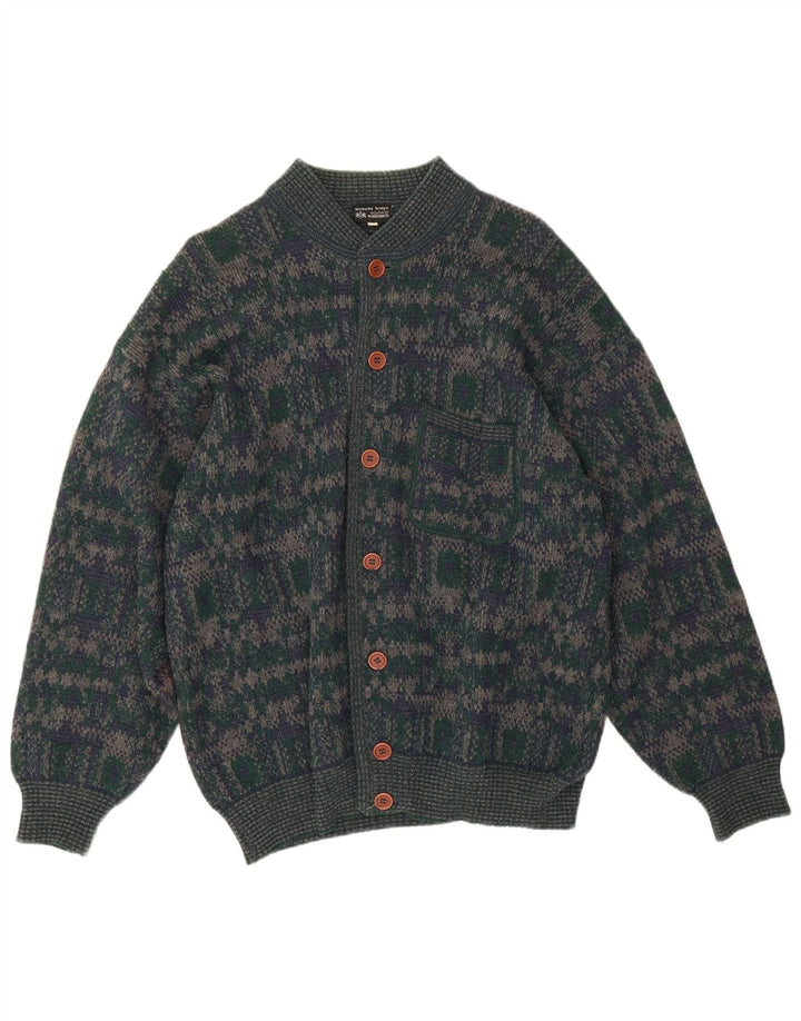 Pulover cardigan pentru bărbați Walbusch IT 50 Lână geometrică verde medie