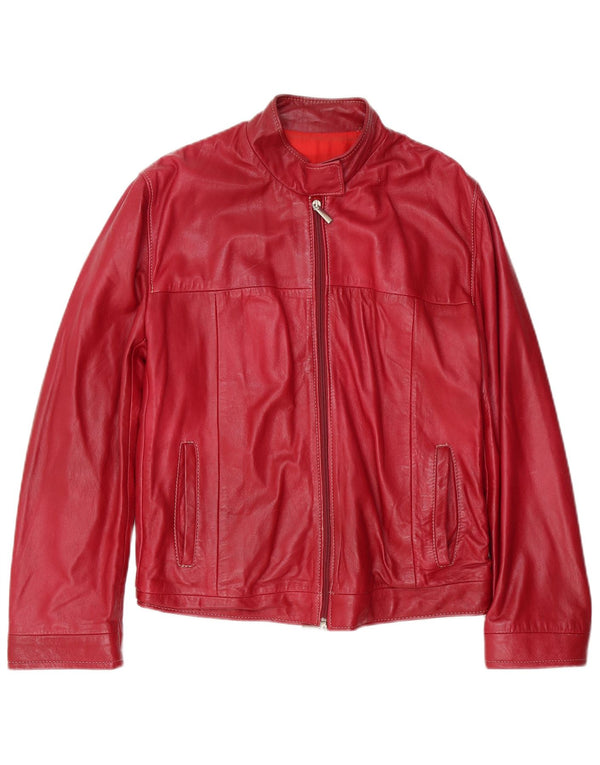 Jachetă Bomber din piele vintage pentru femei IT 46 Large Red