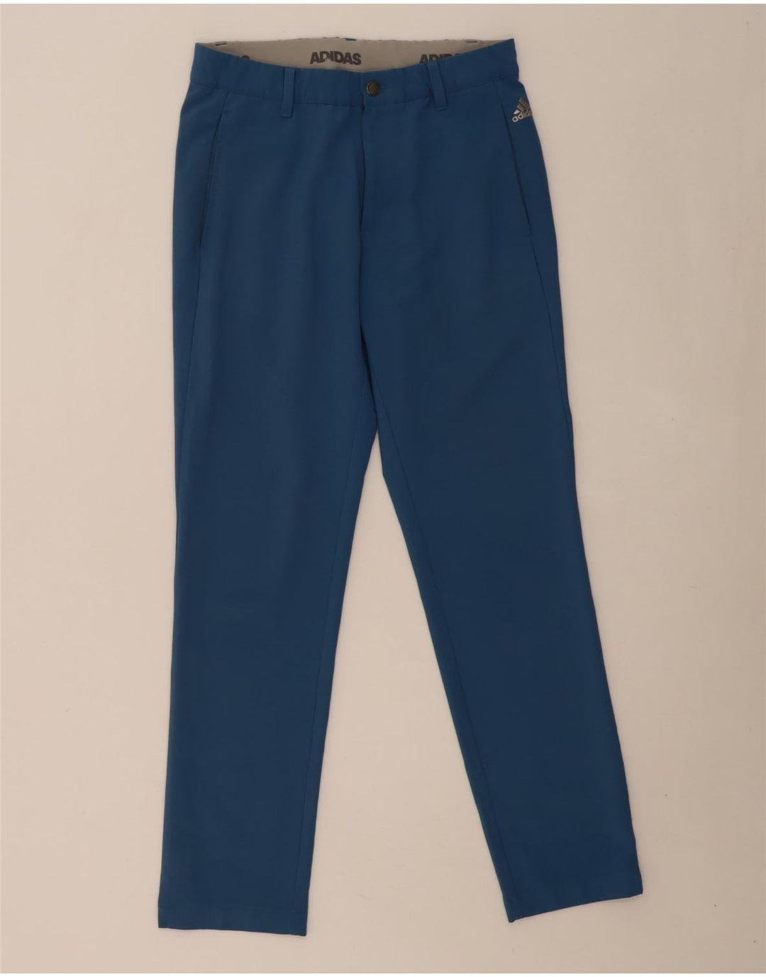 ADIDAS Mens Slim Chino Trousers W30 L30 Blue Polyester