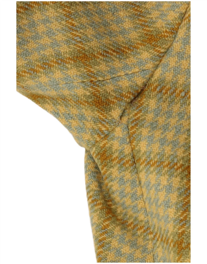 Palton de damă vintage cu piept dublu UK 14 Medium Yellow Houndstooth