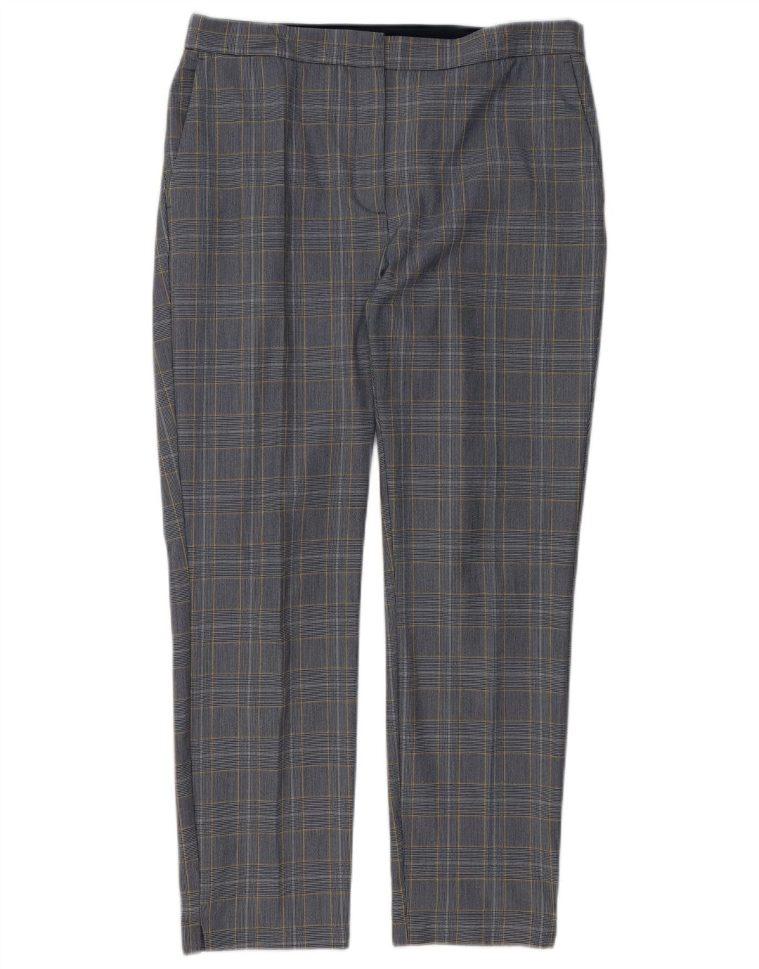 Pantaloni chino drepti pentru femei Zara XL W32 L28 Blue Check Viscose