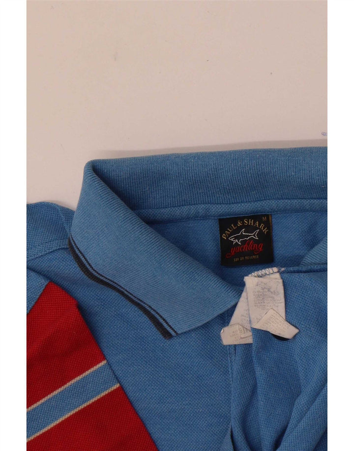 Cămașă polo cu grafică pentru bărbați Paul & Shark, bumbac color bloc, albastru mediu