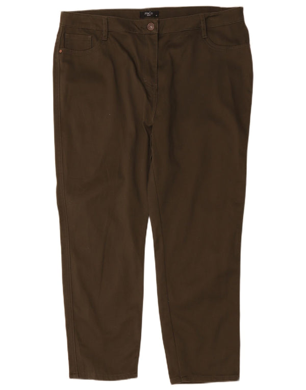 Pantaloni tăiați pentru femei M&Co UK 18 XL W36 L25 Kaki Bumbac