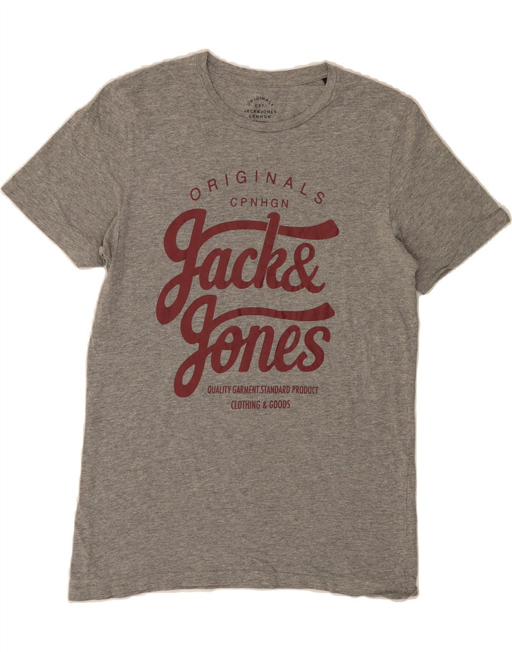 JACK & JONES Mens Graphic T-Shirt Top Large Grey Cotton Vintage Jack & Jones and Second-Hand Jack & Jones from Messina Hembry 
