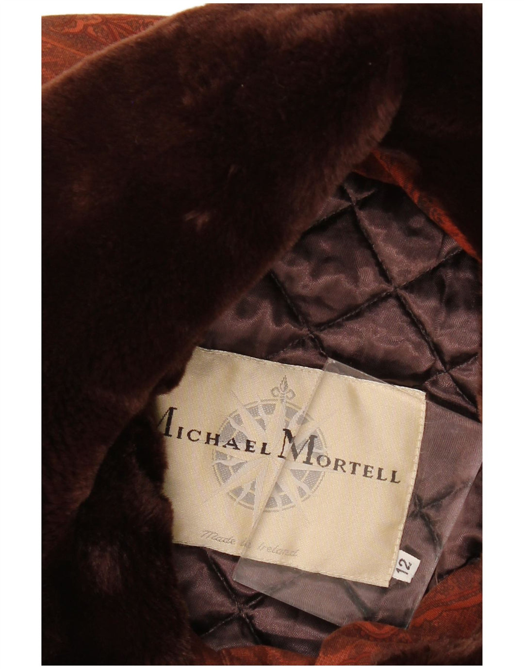 MICHAEL MORTELL Palton supradimensionat pentru femei UK 12 Medium Brown Paisley