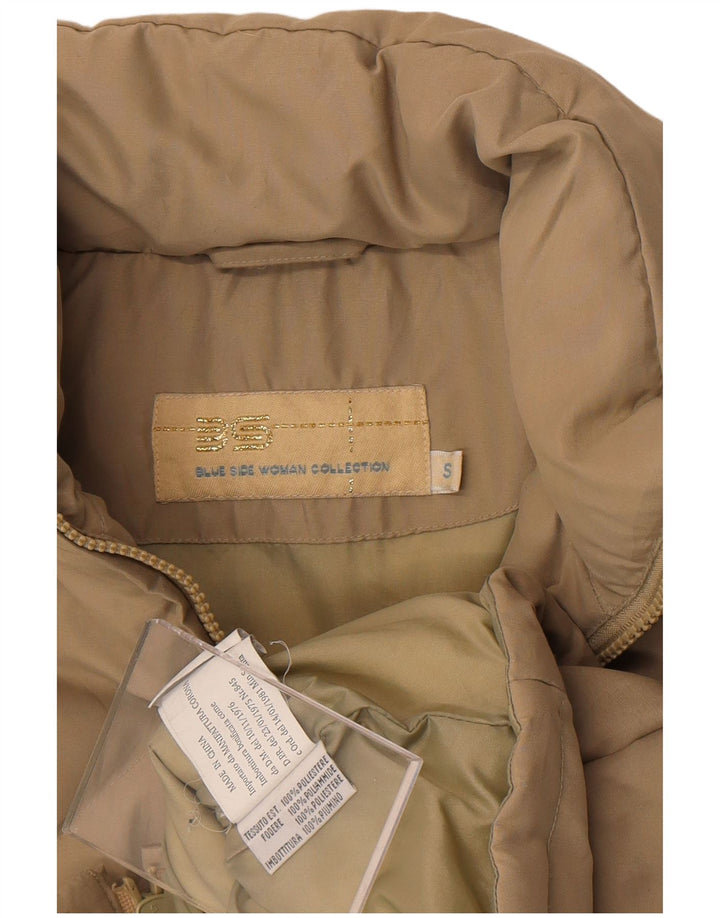 Blue Side Gilet căptușit pentru femei cu glugă UK 10 Small Beige Poliester
