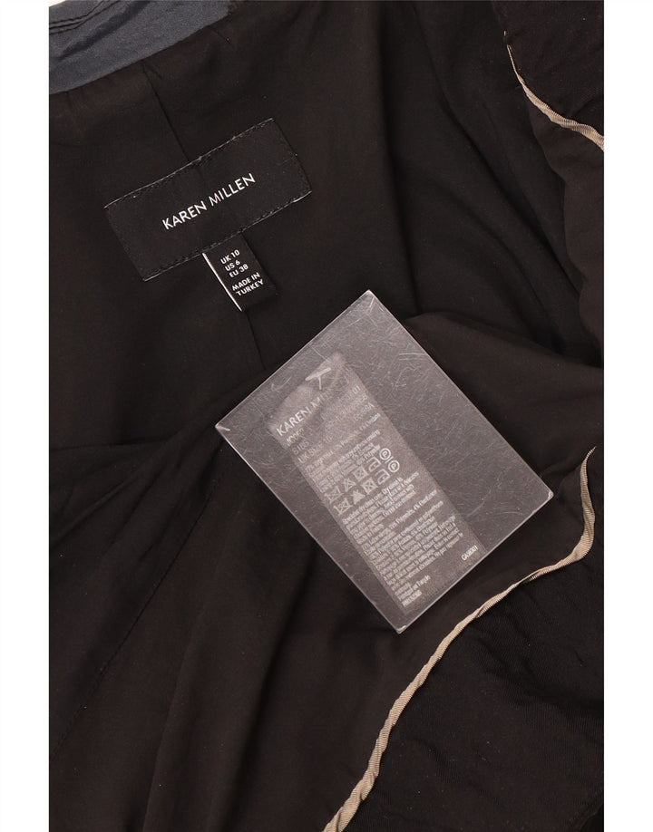 Jachetă blazer pentru femei Karen Millen cu 1 nasture UK 10 Lână neagră mică