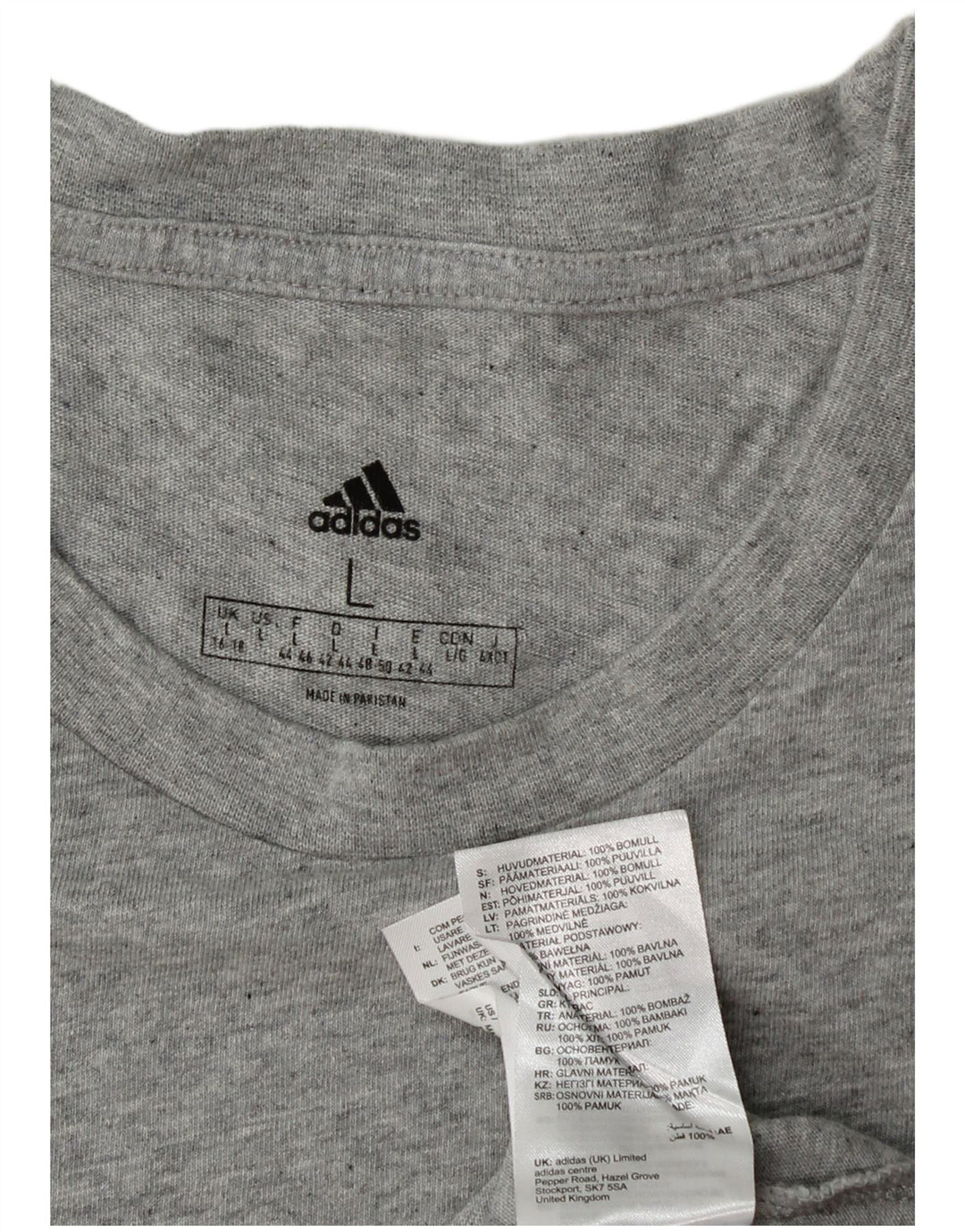 Tricou ADIDAS pentru femei, Marea Britanie 16/18, bumbac mare, gri