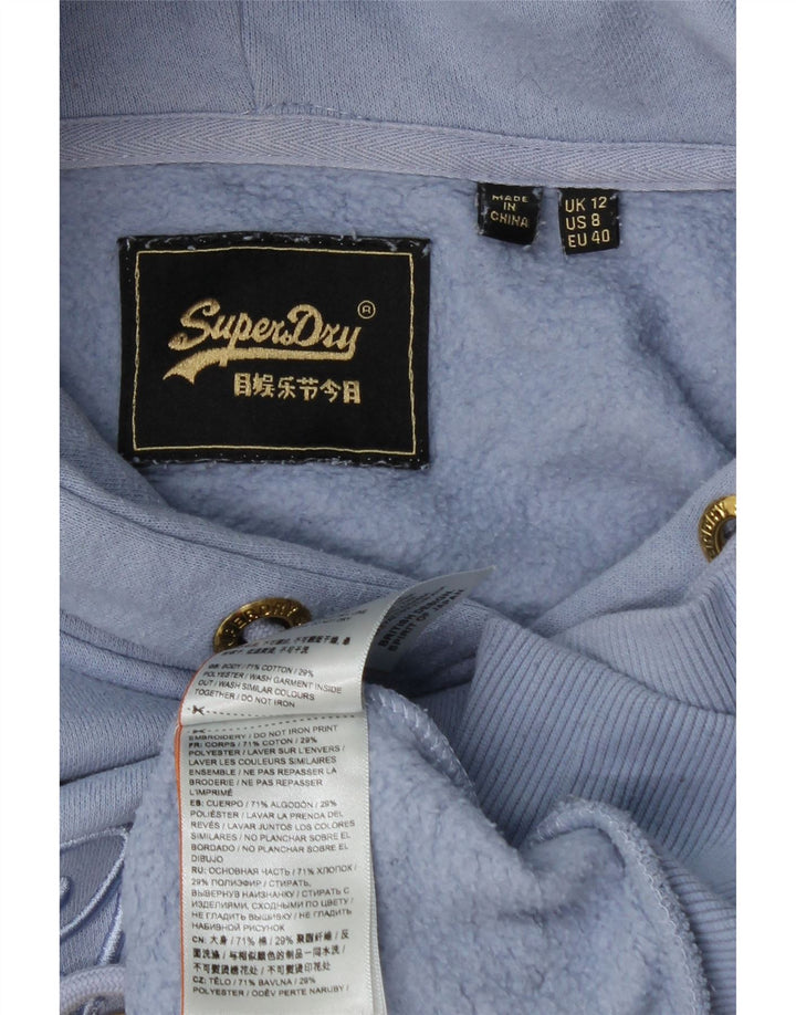 Pulover cu glugă grafic Superdry pentru femei UK 12 Medium Blue