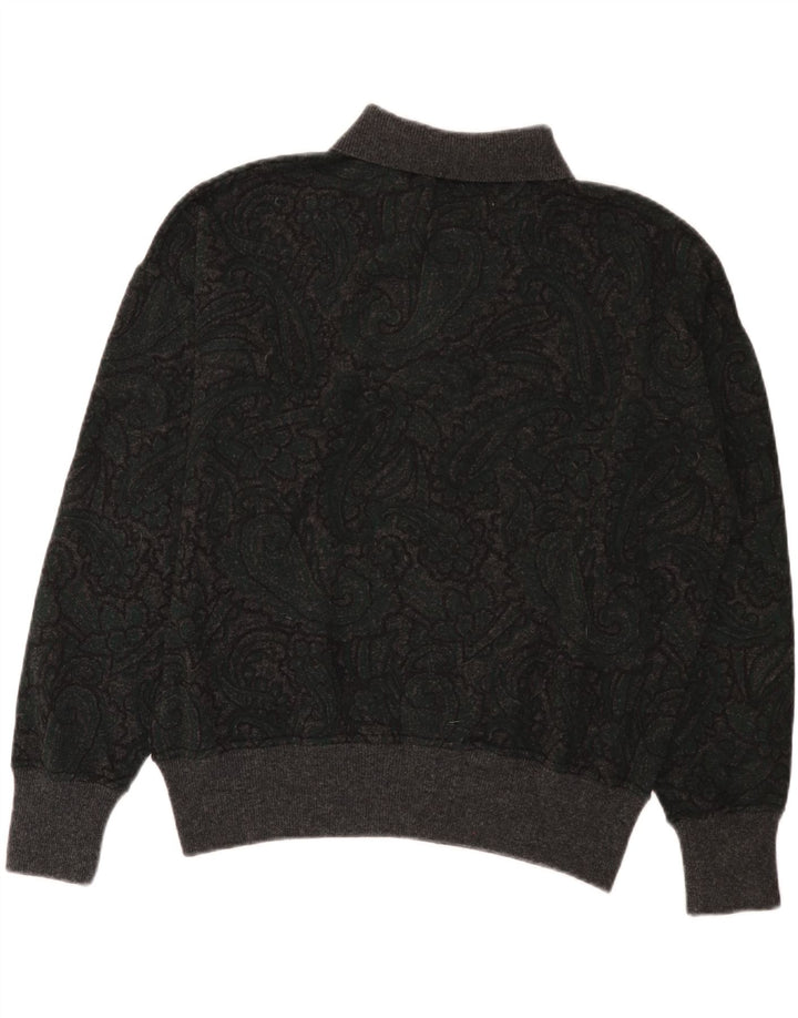 Pancaldi & B Pulover cu gât polo pentru bărbați IT 48 Lână Paisley Gri mediu
