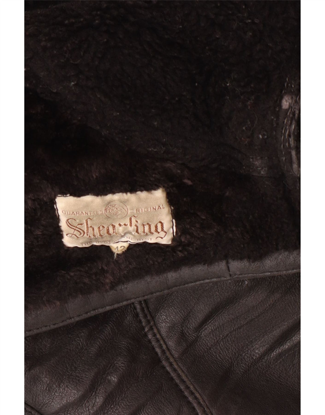 Jachetă pentru femei VINTAGE cu piept dublu EU 42 mare din shearling negru