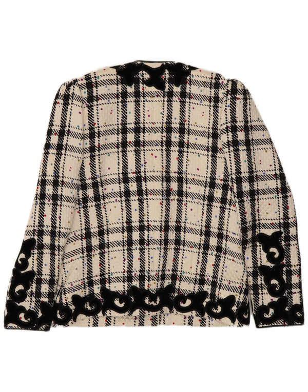 Jachetă pentru femei supradimensionată RENZO, IT 40, cu carouri mici, în alb