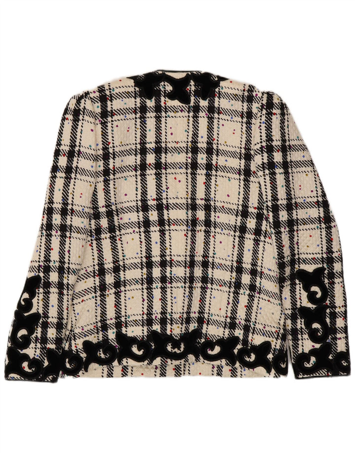 Jachetă pentru femei supradimensionată RENZO, IT 40, cu carouri mici, în alb