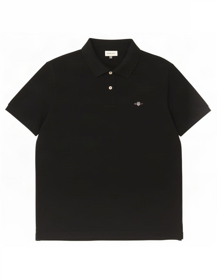 Tricou polo pentru bărbați Gant, bumbac negru mare
