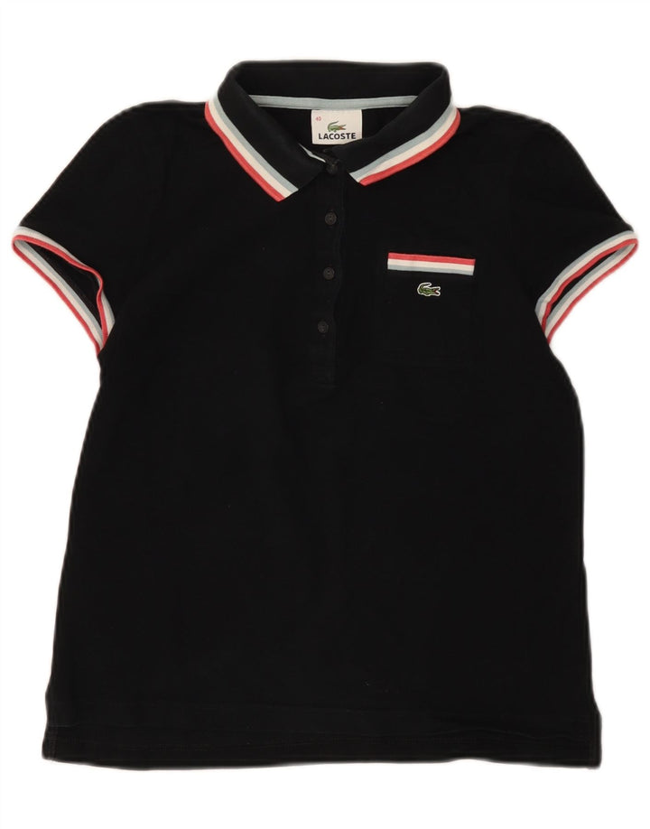 Tricou polo LACOSTE pentru dama, marimea 40, bumbac mediu negru