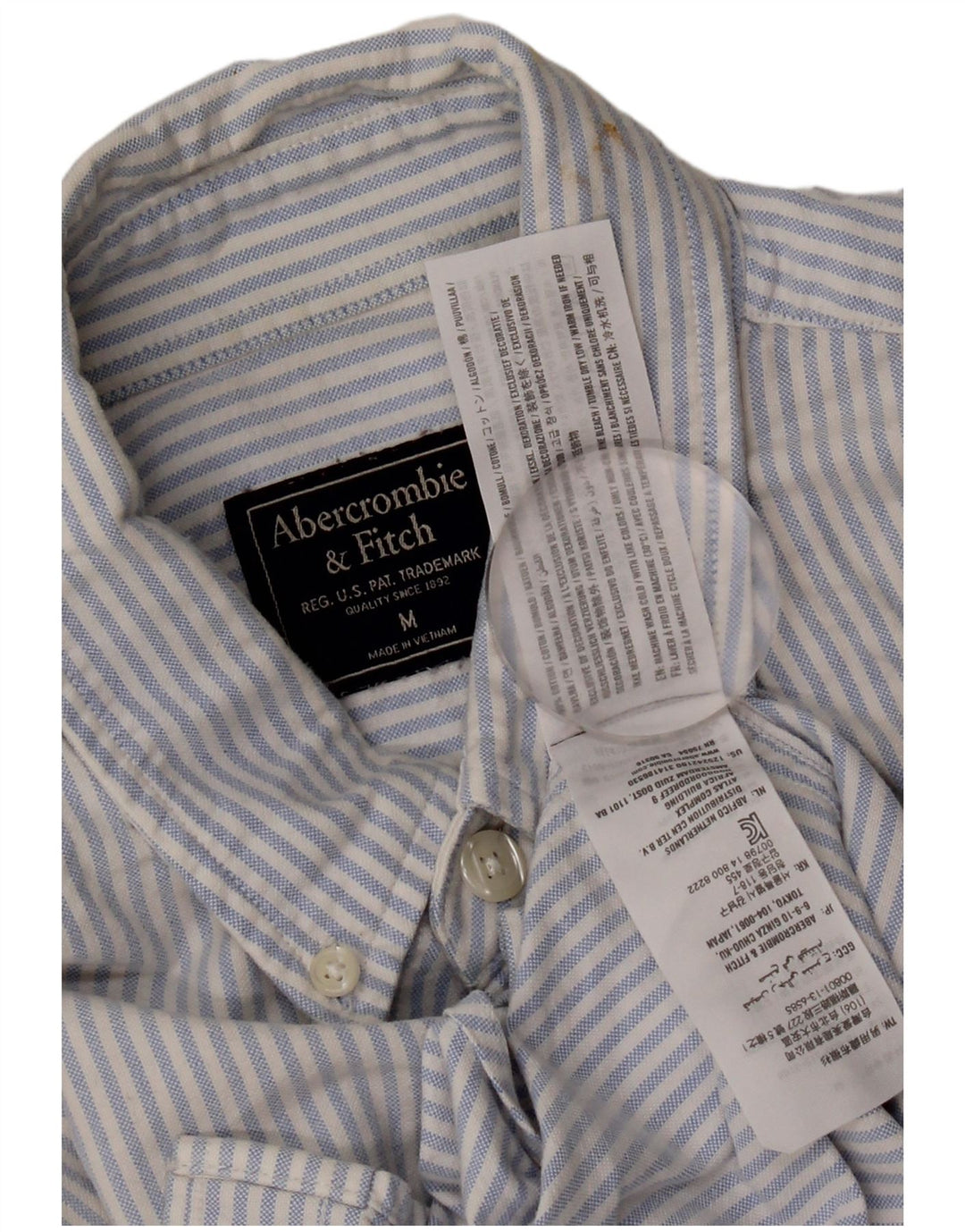 Cămașă pentru bărbați Abercrombie & Fitch, bumbac cu dungi albastre medii