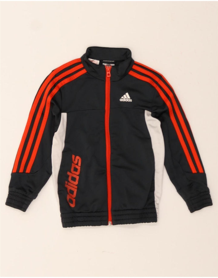 ADIDAS Boys Graphic Tracksuit Top Jacket 5-6 Years Black Colourblock Vintage Adidas and Second-Hand Adidas from Messina Hembry 