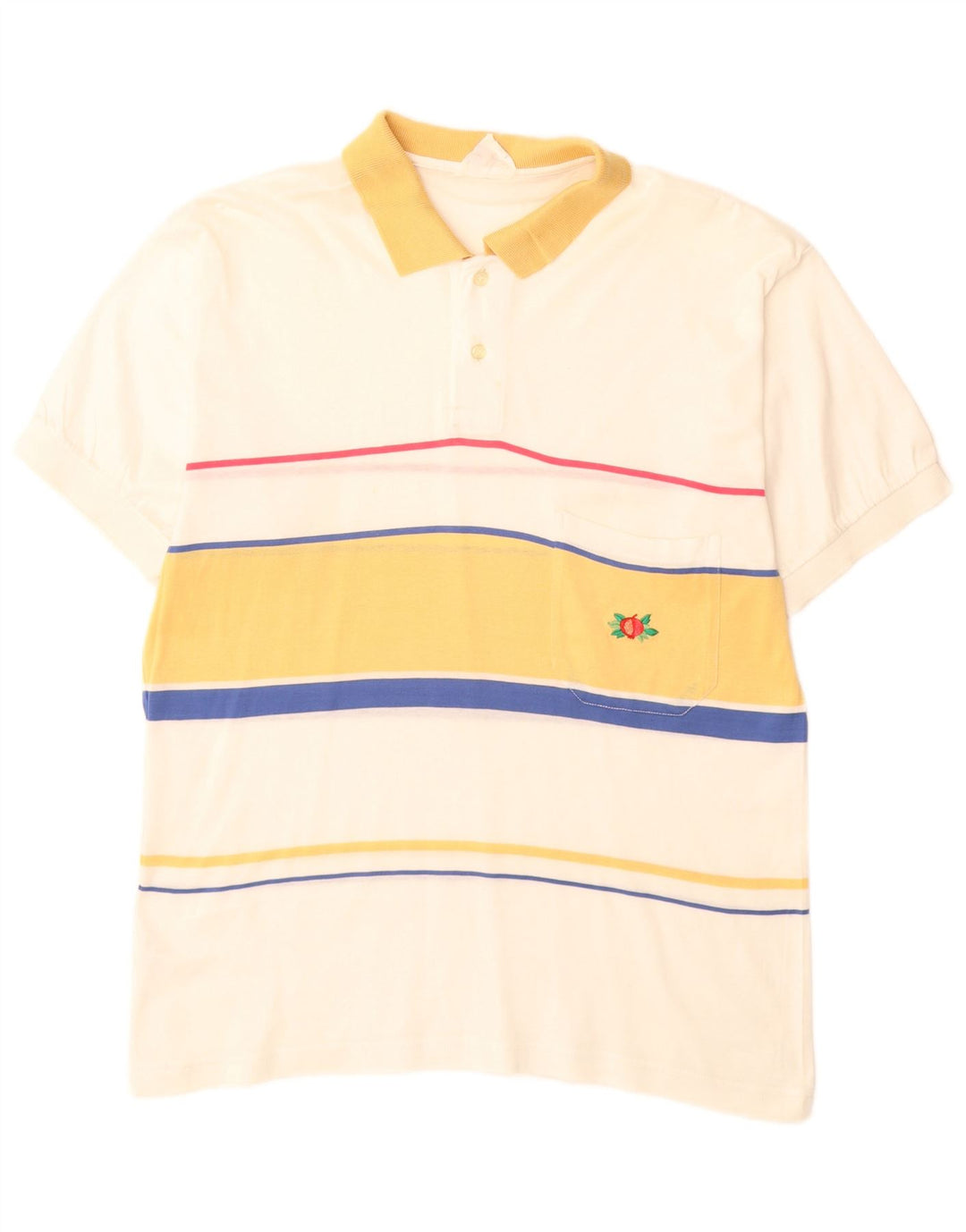 Tricou polo pentru bărbați VINTAGE, bumbac cu dungi alb, mediu