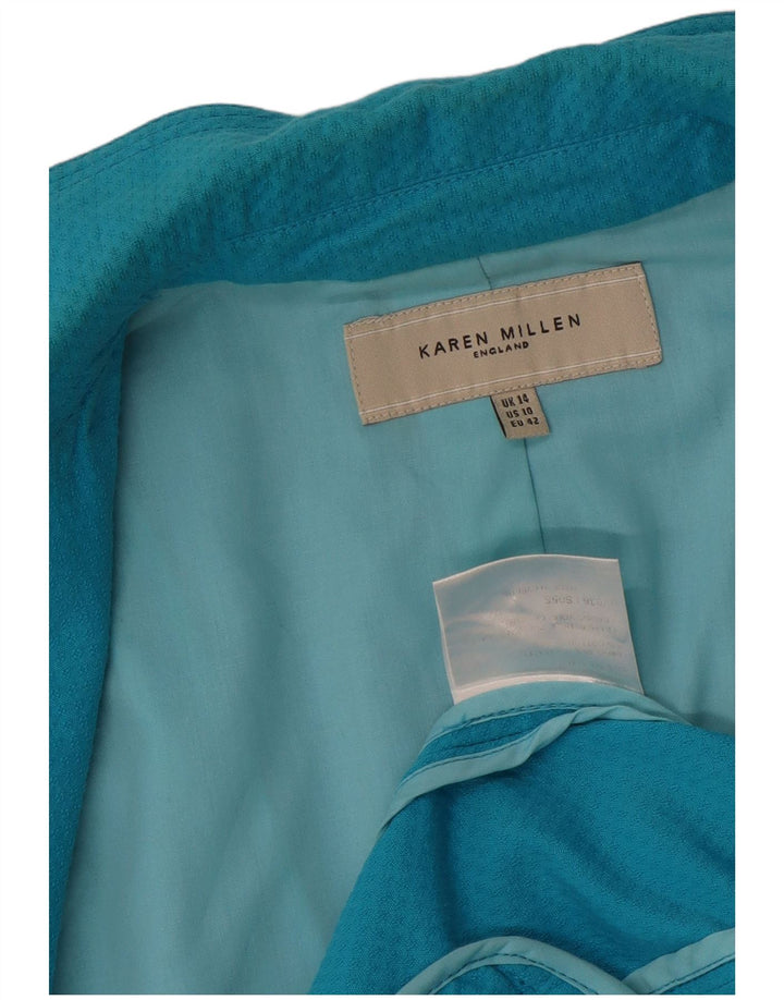 Jachetă Karen Millen pentru femei, cu 2 nasturi, UK 14, bumbac albastru mediu