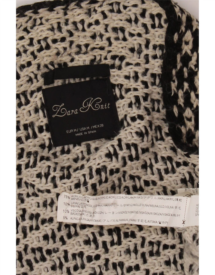 Pulover cardigan deschis supradimensionat pentru femei ZARA UK 14 Medium Negru Acrilic