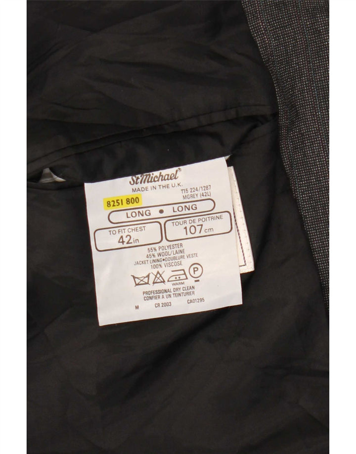 Jachetă pentru bărbați Marks & Spencer, lungă cu 2 nasturi, UK 42, mare, gri, poliester