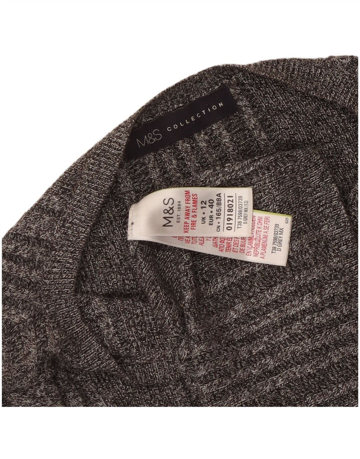 Pulover pentru femei Marks & Spencer cu gâtul cu barca UK 12 Medium Gri Pete