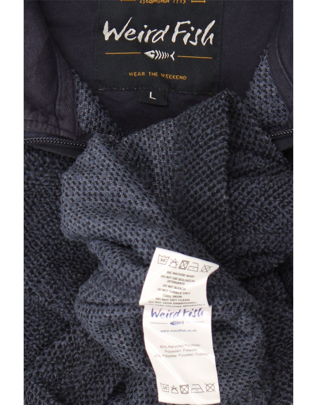 WEIRD FISH Hanorac cu fermoar pentru bărbați Pulover mare, albastru bleumarin, poliester