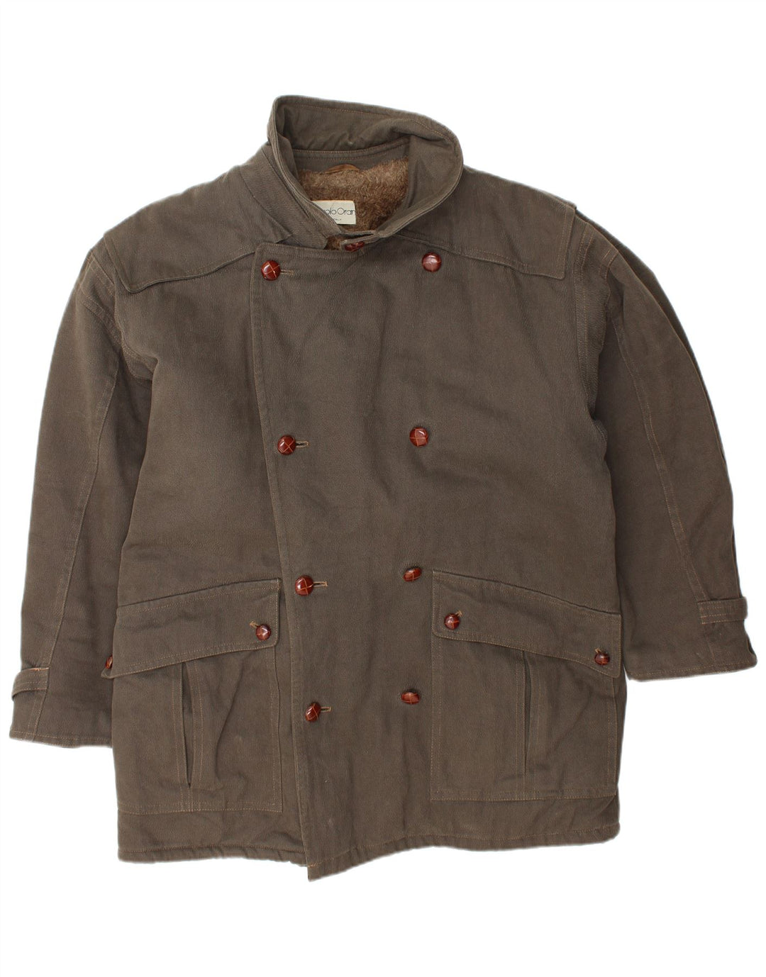 Jachetă Sherpa pentru bărbați VINTAGE UK 40, mare, maro, bumbac