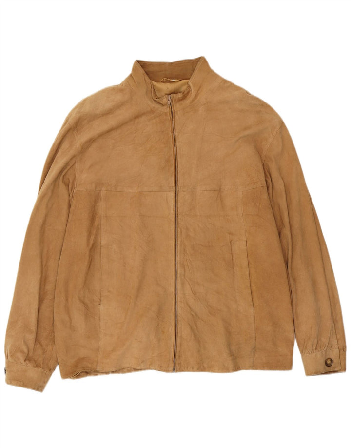 Geaca de piele intoarsa pentru barbati vintage IT 54 XL din piele bej