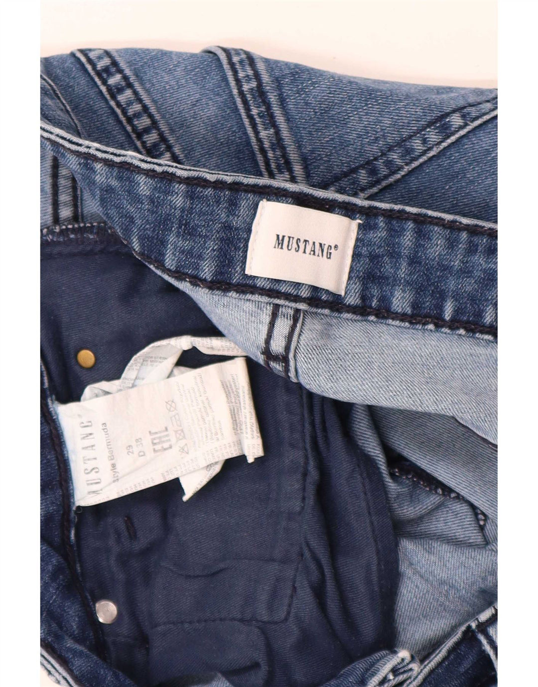 Pantaloni scurți din blugi pentru femei Mustang W29, bumbac albastru mediu