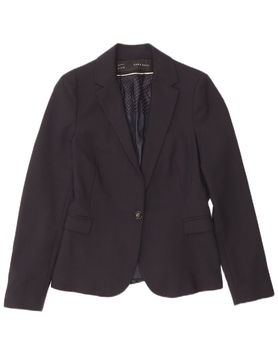 Blazer pentru femei Zara cu 1 nasture UK 12 Mediu Acetat bleumarin