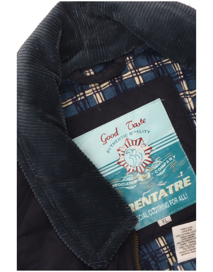 Jachetă matlasată vintage pentru bărbați UK 42 XL bleumarin poliester