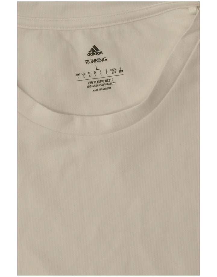 Tricou cu grafic Aeroready Adidas pentru bărbați Top mare din poliester alb