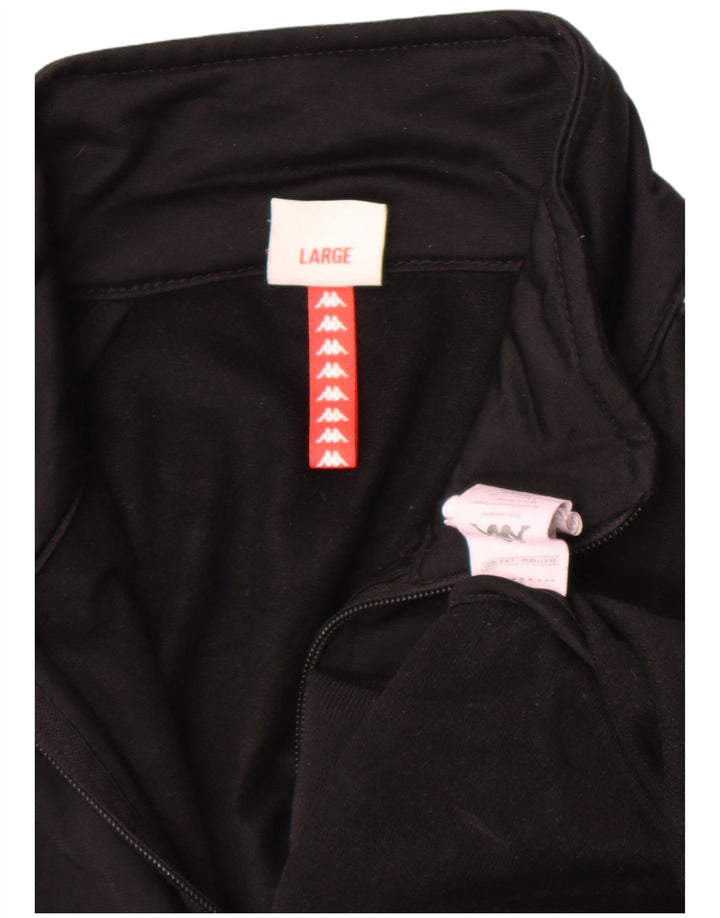 Jachetă de top pentru trening grafic Kappa pentru bărbați, mare, negru, poliester color bloc