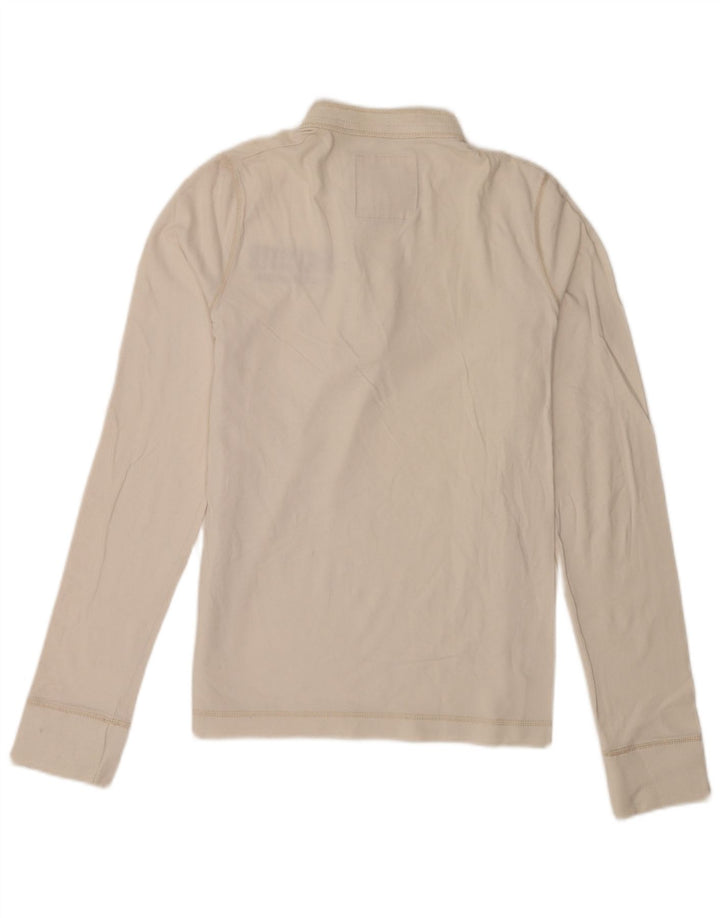 Hollister Top grafic cu mânecă lungă pentru bărbați, mic, alb