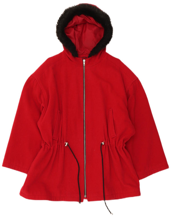 Jachetă vintage pentru femei cu glugă, roșu, UK 20 2XL