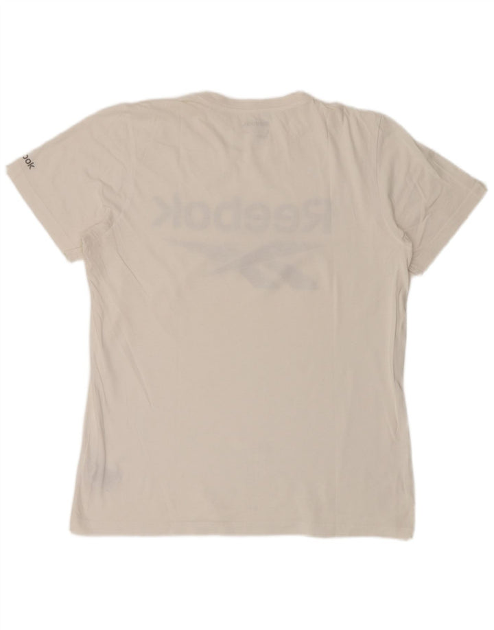 Tricou grafic REEBOK pentru bărbați Top mare din bumbac alb