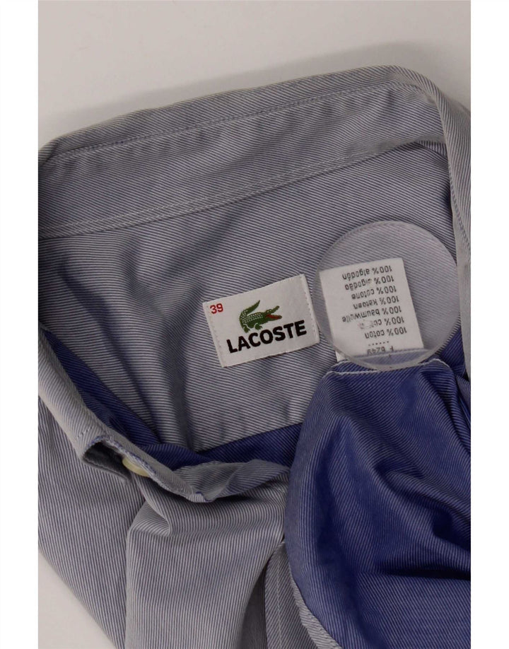 Cămașă bărbați Lacoste Mărimea 39 Bumbac cu dungi albastre mici