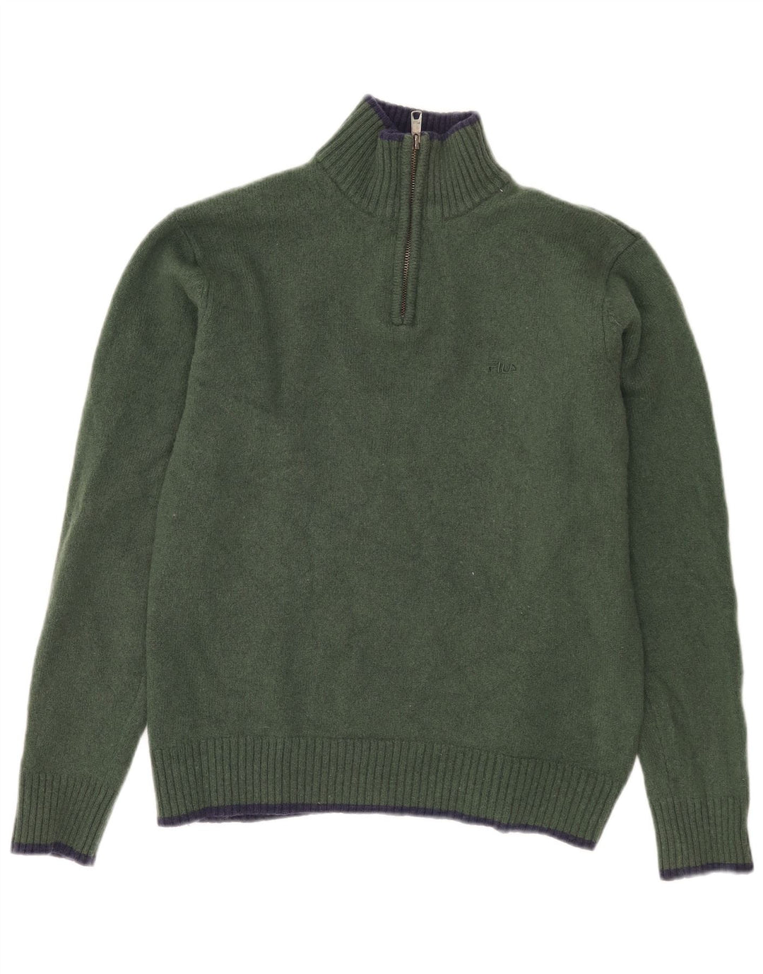 Pulover FILA pentru femei, cu fermoar, cu gât, UK 18 XL, kaki, lână de miel