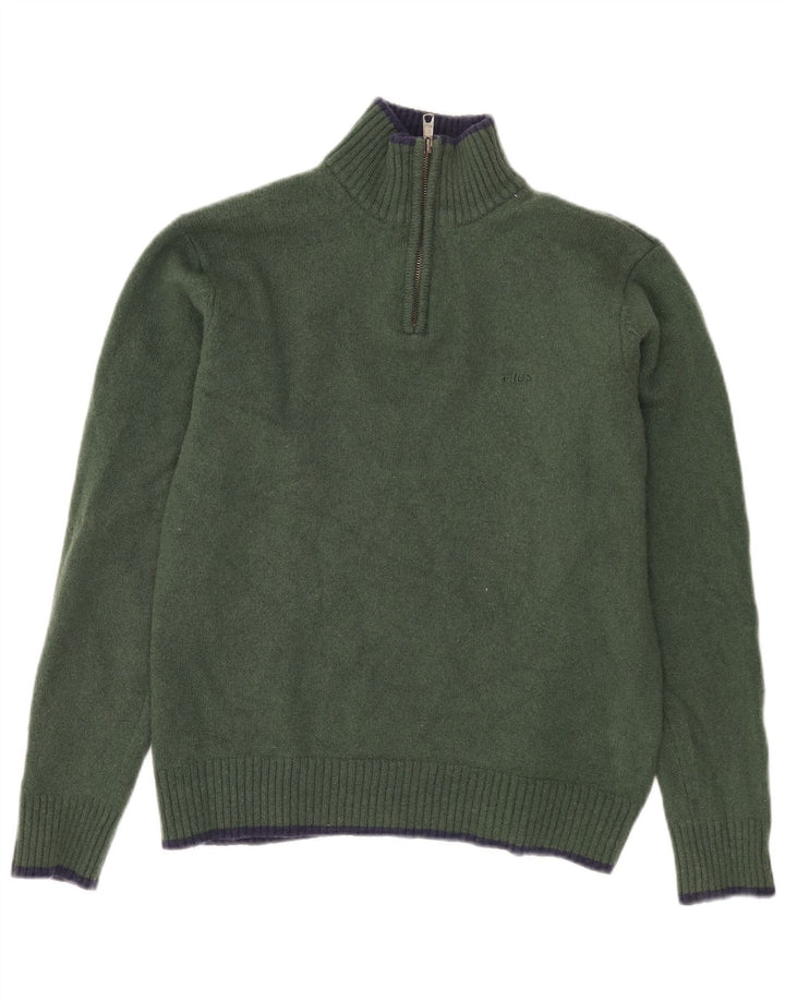 Pulover FILA pentru femei, cu fermoar, cu gât, UK 18 XL, kaki, lână de miel