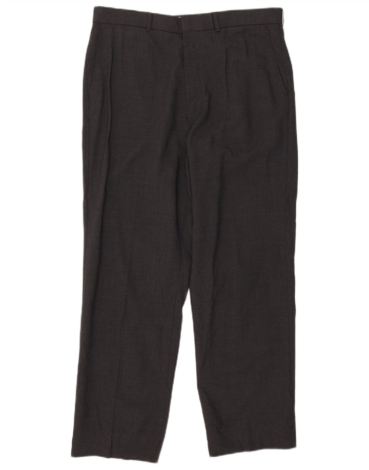 Pantaloni de costum pentru bărbați Marks & Spencer, L34 L29, gri poliester cu dungi