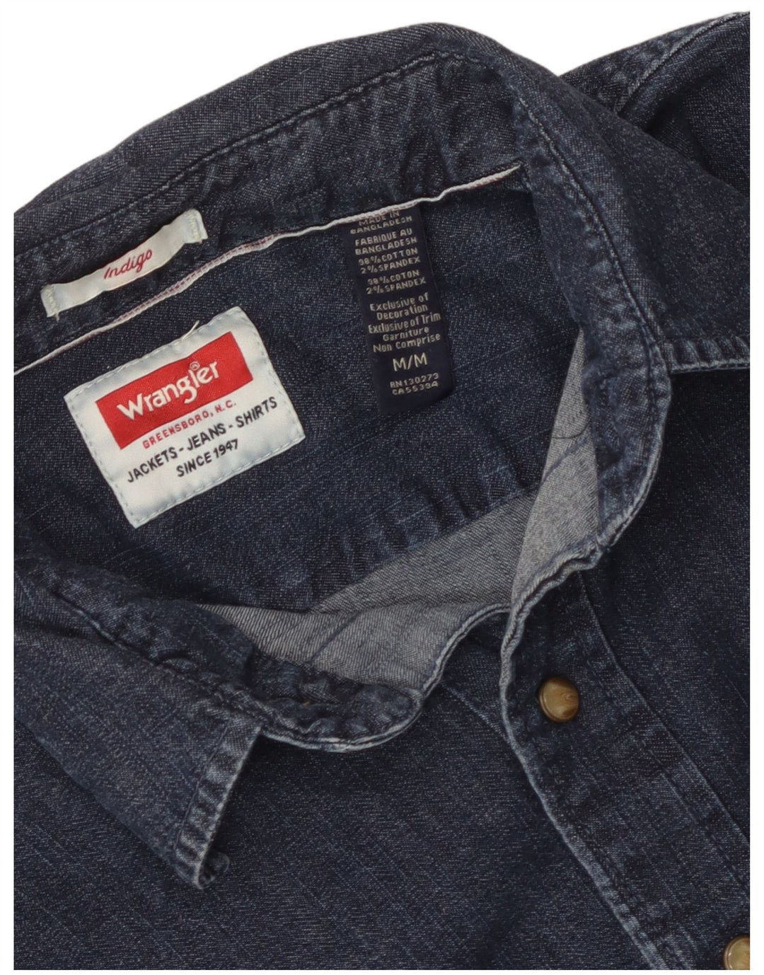 Cămașă pentru bărbați Wrangler Indigo denim, bumbac mediu albastru bleumarin