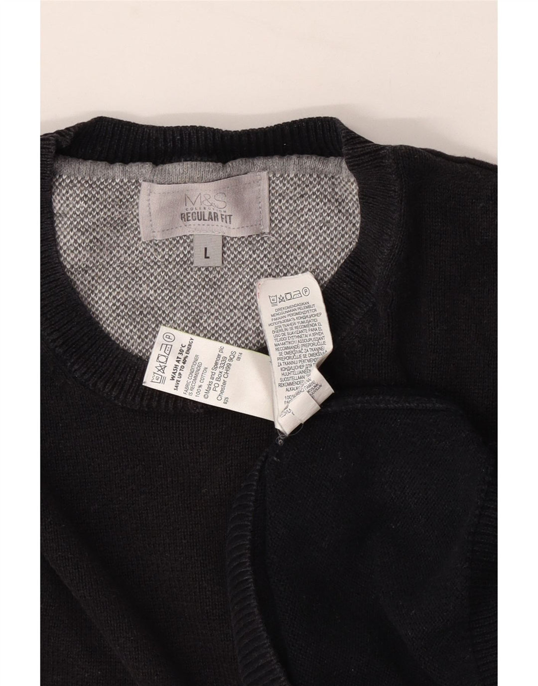 Pulover pentru bărbați Marks & Spencer, cu formă obișnuită, cu gât crew, mare, bleumarin