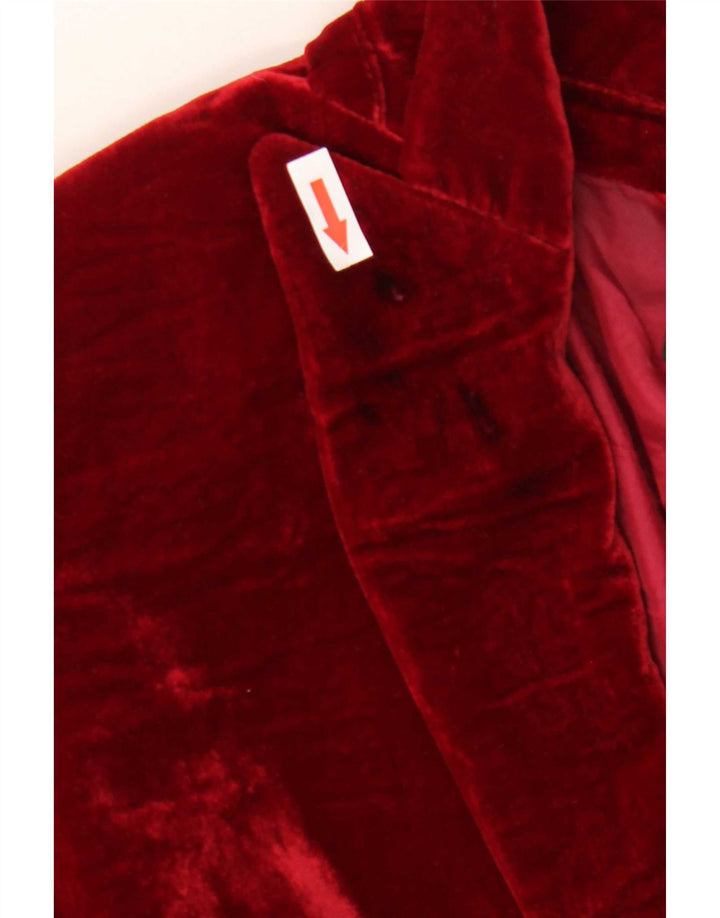 Massimo Dutti Jachetă de damă din catifea cu 1 nasture EU 44 XL Viscoză roșie
