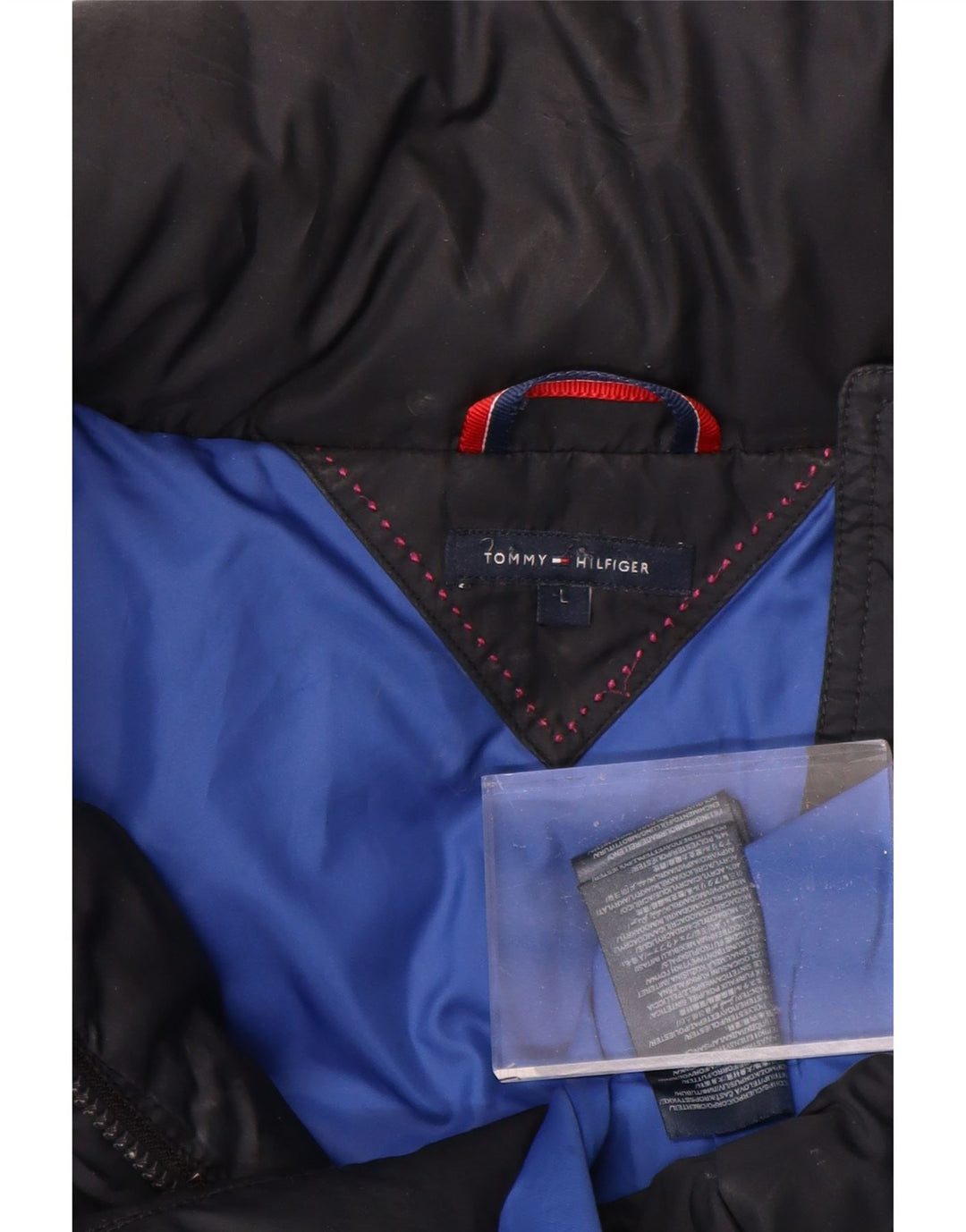 TOMMY HILFIGER Womens Padded Coat UK 16 Large Navy Blue Polyester